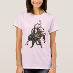 Vintager Helmtaucher mit Hummer und Oktopus T-Shirt