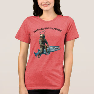 Vintager Helmtaucher Riesenrad Barracuda Fisch URM Tri-Blend Shirt