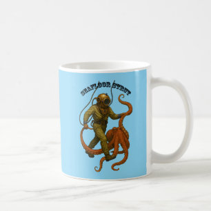 Vintager Helmtaucher Wandern mit einem Oktopus URM Kaffeetasse