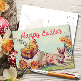 Vintager Hengst und Bunny Carriage Oaster Feiertagspostkarte