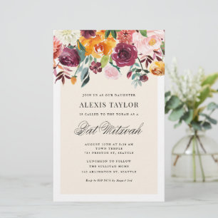 Vintager Herbst Blooms Bat Mitzvah Einladung