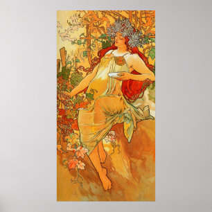 Vintager Herbst durch Alphonse Mucha Poster