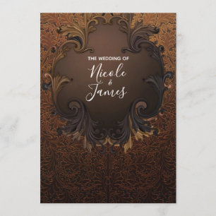 Vintager Herbst-Fall-Goldzauberei-Blätter Hochzeit Einladung