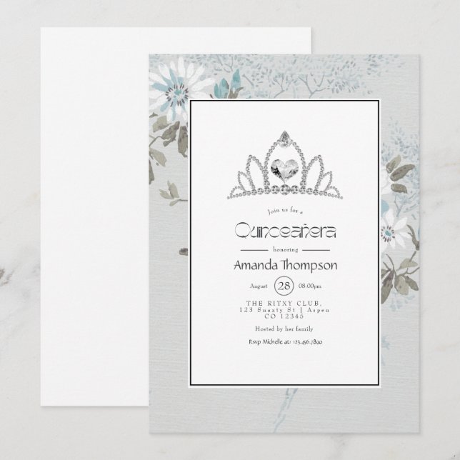 Vintager Herbst - Fall White Quinceañera Einladung (Vorne/Hinten)