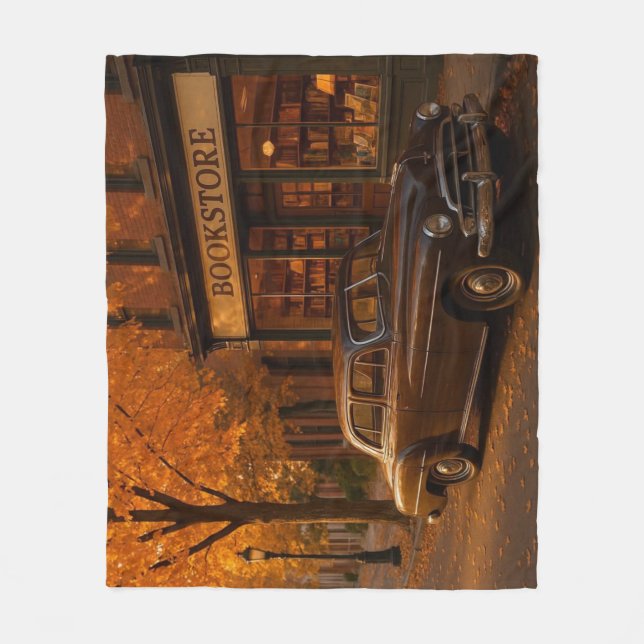 Vintager Herbst/Herbst-Buchladen Fleecedecke (Vorderseite)