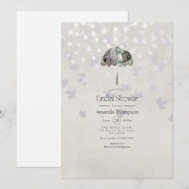 Vintager Herbst - Herbst Weißes Brautparty Einladung (Vorne/Hinten)