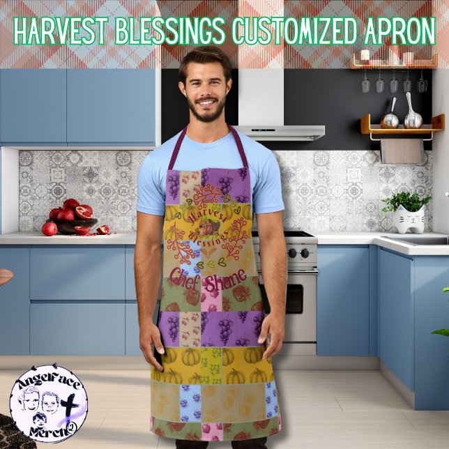 Vintager Herbst mit maßgeschneiderten Ernteplänen Schürze (Add warmth and charm as you cook or do crafts in your new customized Harvest Blessings vintage apron)
