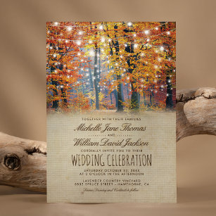 Vintager Herbst Rustikale Herbstlichter Hochzeit Einladung