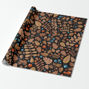 Vintager Herbst, Wintermuster mit Pflanze. Geschenkpapier