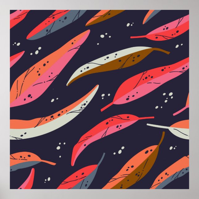 Vintager Herbstblatthintergrund mit nahtlosem Must Poster (Vorne)