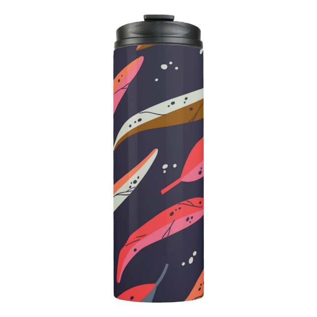 Vintager Herbstblatthintergrund mit nahtlosem Must Thermosbecher (Vorderseite)
