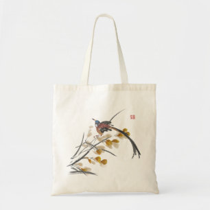 Vintager Herbstleaves Paradies Flycatcher Bird Tragetasche