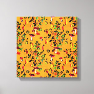 Vintager Herbstwald Pilz-Saal Wasserfarbe Leinwanddruck