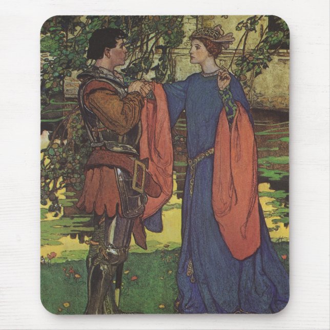 Vintager Heroprinz Ritter die Rüstungsprinzessin Mousepad (Vorne)