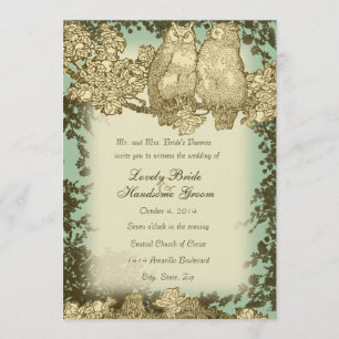 Vintager Herr und Frau Owl Wedding Invitation Einladung