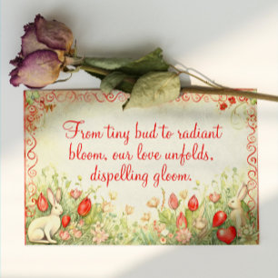 VINTAGER HERZRAHMEN LIEBE QUOTE BUNNY UND FLORAL FEIERTAGSPOSTKARTE