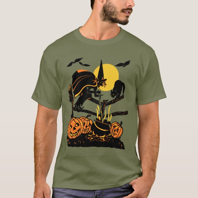 Vintager Hexe-Halloween-T - Shirt (Vorderseite)
