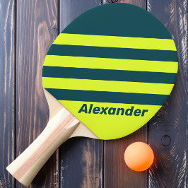 Vintager HI VIS Yellow Streifen mit Namen Tischtennis Schläger