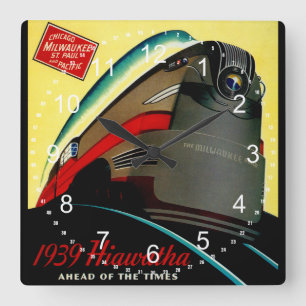 Vintager Hiawatha geglätteter Zug Quadratische Wanduhr