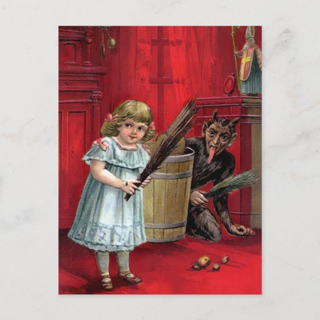 Vintager Hiding Krampus Postkarte (Vorderseite)
