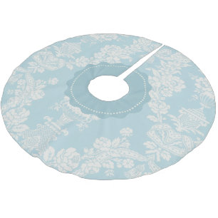 Vintager Himmel-Blau-eleganter Blumendamast Polyester Weihnachtsbaumdecke
