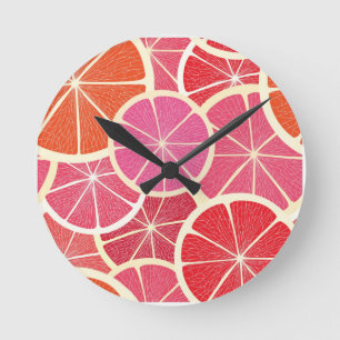 Vintager Hintergrund der Pampelmuse Runde Wanduhr