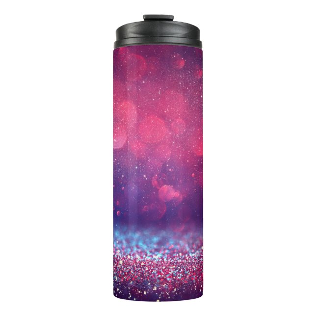 Vintager Hintergrund des roten Glitzer Thermosbecher (Vorderseite)