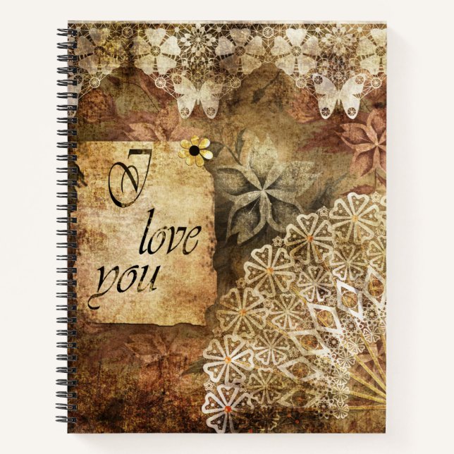 Vintager Hintergrund Notizbuch (Vorderseite)