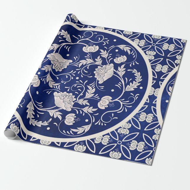 Vintager Hintergrund. Schönes, blumengeschmücktes  Geschenkpapier (Ungerollt)