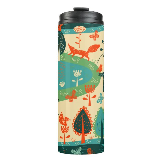 Vintager Hintergrund und Bestien Thermosbecher (Vorderseite)