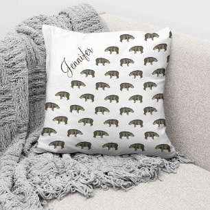 Vintager Hippo Pattern Individuelle Name Kissen