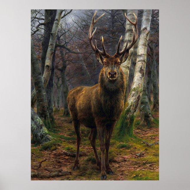 Vintager Hirschjäger Poster (Vorne)