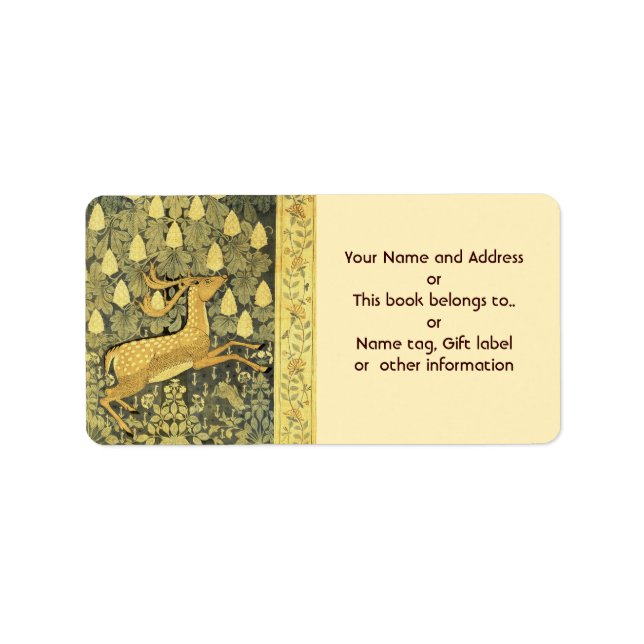 Vintager Hirschkaninchen Kastanienbaum 1902 Adressaufkleber (Vorne)