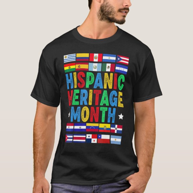 Vintager hispanischer Kulturerbe Monat Flaggen Fra T-Shirt (Vorderseite)