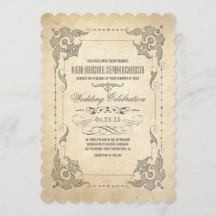 Vintager Hochzeitseinladungs-Antiken-Schnörkel Einladung