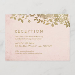 Vintager Hochzeitsempfang mit goldblütigem, elegan Begleitkarte