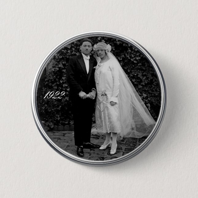 Vintager Hochzeitsknopf Button (Vorderseite)