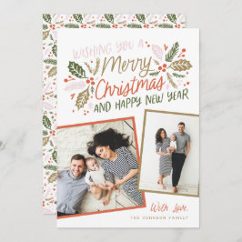 Vintager Holly Tilted Snapshot Multi-Foto Feiertagskarte