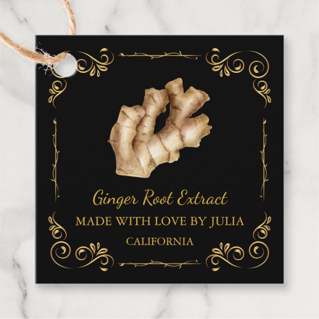 Vintager Homemade Ginger Extract Square Hang Tag Geschenkanhänger (Vorderseite)