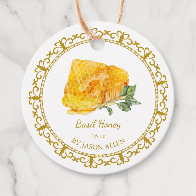 Vintager Honeycomb Basil Infused Honey Hang Tag Geschenkanhänger (Vorderseite)