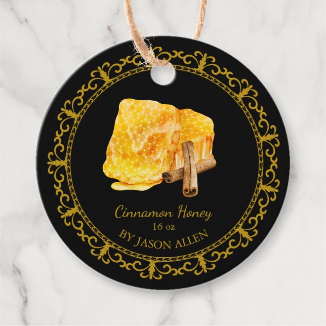 Vintager Honeycomb Cinnamon infused Honey Hang Tag Geschenkanhänger (Vorderseite)