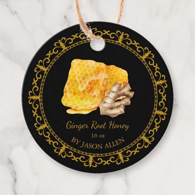 Vintager Honeycomb Ginger infundiert Honey Hang Ta Geschenkanhänger (Vorderseite)