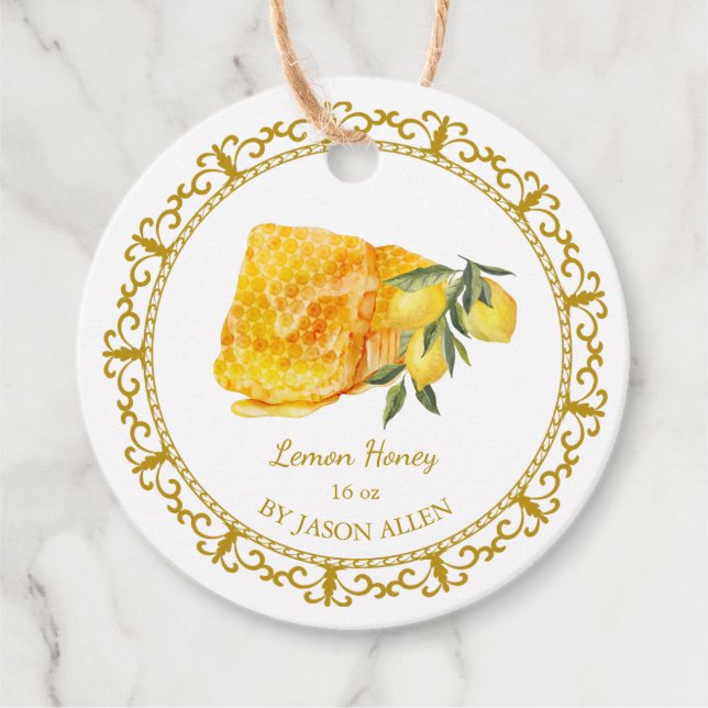 Vintager Honeycomb Lemon Infused Honey Hang Tag Geschenkanhänger (Vorderseite)