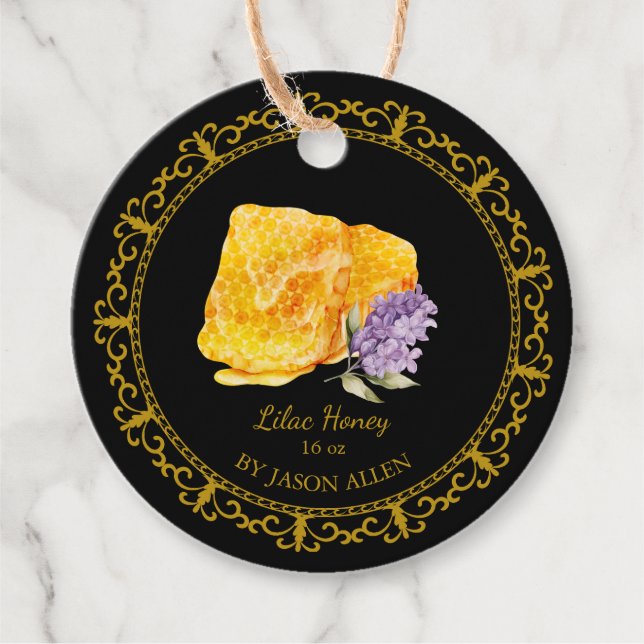 Vintager Honeycomb Lilac Infused Honey Hang Tag Geschenkanhänger (Vorderseite)
