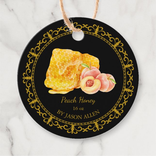 Vintager Honeycomb Peach Infused Honey Hang Tag Geschenkanhänger (Vorderseite)
