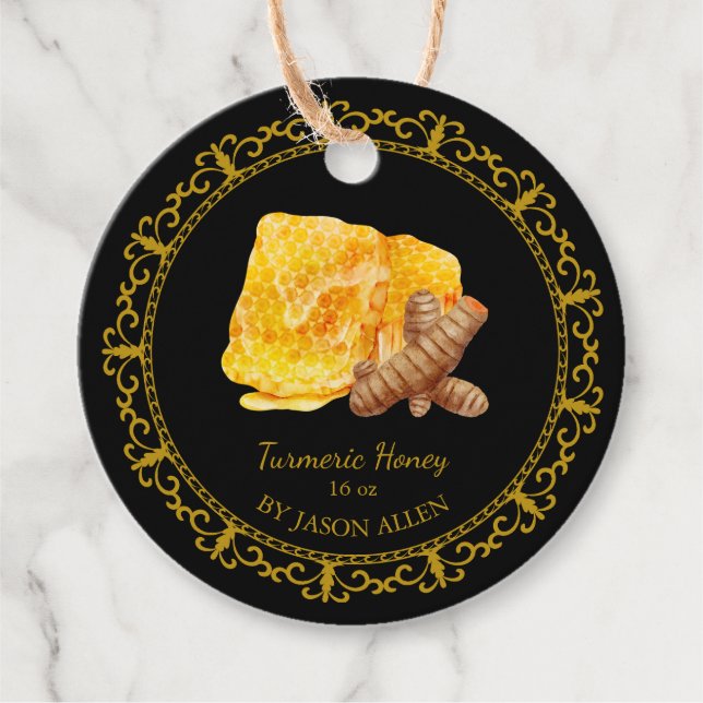 Vintager Honeycomb Turmeric Infted Honey Hang Tag Geschenkanhänger (Vorderseite)