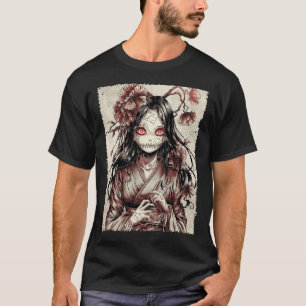 Vintager Horror Anime Girl Manga Japanisch Creepy  T-Shirt