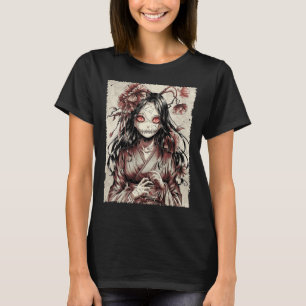 Vintager Horror Anime Girl Manga Japanisch Creepy  T-Shirt