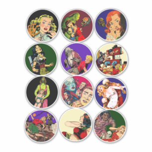 Vintager Horror Comic Buchkunst Bilder Aufkleber