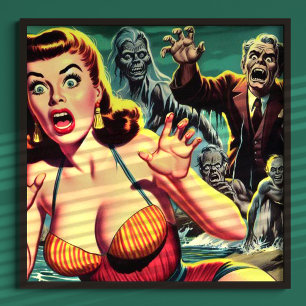 Vintager Horror Creepy Girl Poster